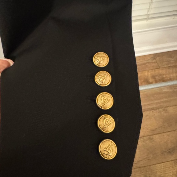 Lily Silk Classic Double Breasted Black Blazer with Gold Buttons - Picture 5 of 8